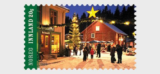 Norway stamps 2020 - Christmas markets in Mayhaugen, Lillehammer.