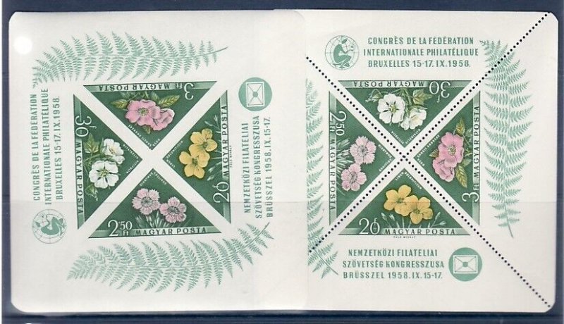 HUNGARY Sc 1202A NH SOUVENIR SHEET of 1958 - FLOWERS