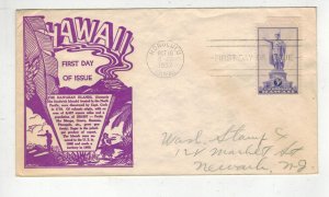 1937 FIRST DAY COVER HAWAII TERRITORY FDC 799-42 WSE / DYER PURPLE CACHET