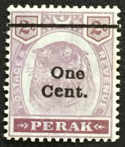 Malaya 1900 Perak Tiger 1c opt 2c Antique e in Cent MNG SG#81b CV£60 M2429