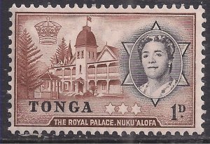 Tonga 1953 QE2 1d Royal Palace MM SG 101 ( E1163 )