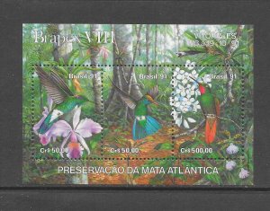 BIRDS - BRAZIL #2338 HUMMINGBIRDS S/S MNH