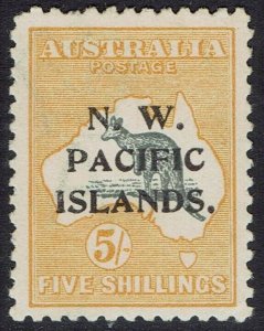 NWPI NEW GUINEA 1915 KANGAROO 5/- 2ND WMK