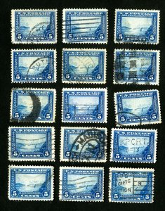 US Stamps # 399 F-VF Used Lot of 15 Catalog Value $150.00