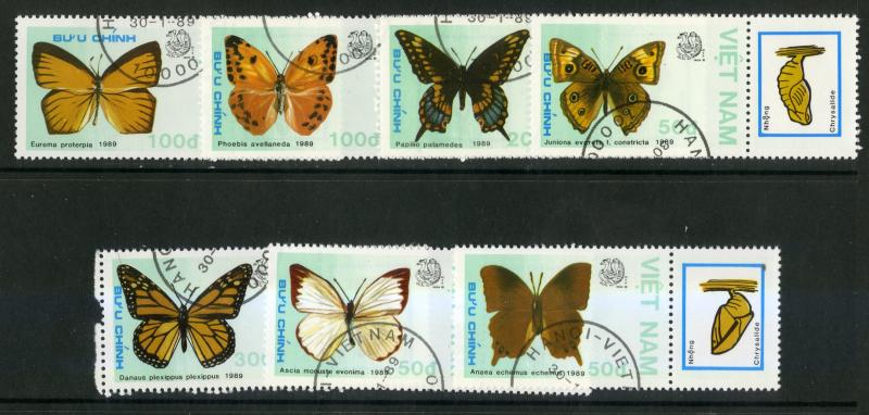 DEM REPUBLIC VIETNAM 1924-1930 USED SCV $2.75 BIN $1.25 BUTTERFLIES