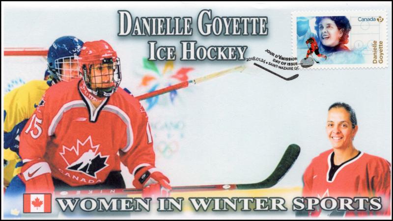 CA18-007, 2018, Women in Winter Sports, Danielle Goyette, Day of Issue, FDC, 