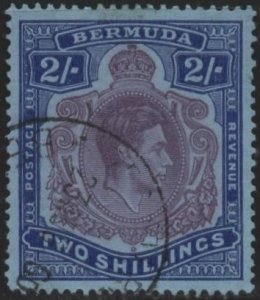 Bermuda 123a (perf. 14, used) 2sh George VI, ultra & vio on blue paper (1950)