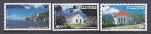 French Polynesia C221-23 MNH 1986 Protestant Churches 3 Different Set