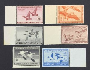 MOMEN: US STAMPS #RW10-RW15 DUCK MINT OG NH LOT #73948