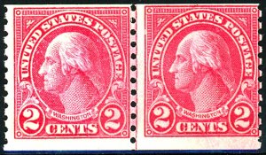 U.S. #599A MINT LINE PAIR WITH PF CERT