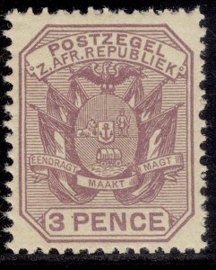 SOUTH AFRICA - Transvaal QV SG208, 3d mauve, LH MINT.