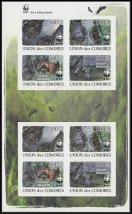 Comoro Is. WWF Livingstone's Fruit Bat Imperf Sheetlet of 2 sets 2009 MNH