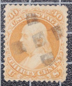 Scott 71 30 Cents Franklin Used Cross Of Squares Fancy Cancel SCV $250.00