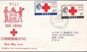 Fiji 1963 Red Cross Centenary First Day Cover Typed Address Cachet To U.S.A.  VF