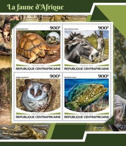 Central Africa - 2017 African Fauna - 4 Stamp Sheet - CA17703a