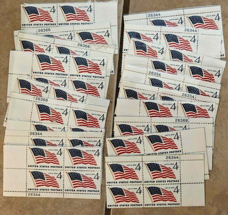Sc # 1132 ~ Plate # Block ~ 4 cent 49-Star Flag Issue ( LOT OF 38 ) MNH