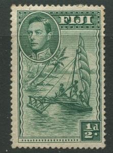 Fiji - Scott 117 - KGVI - Definitive - 1938 - Used - Single 1/2d Stamp