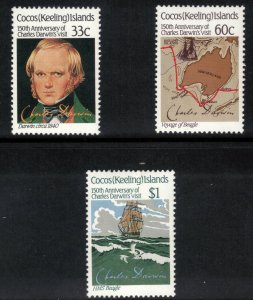 COCOS (KEELING) ISLANDS 1986 Darwin's Visit; Scott 152-54; MNH