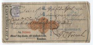 1872 RN-D1 revenue imprint Jay Cooke bill of exchange british revenue [y8385]