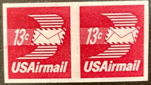 C83a 1973 13 c Winged Airmail Envelope -  IMPERF COIL PAIR ERROR MNH/XF  1973 