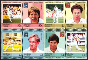 Nukufetau Tuvalu 1985 Famous Cricket Players (I) set of 8 MNH