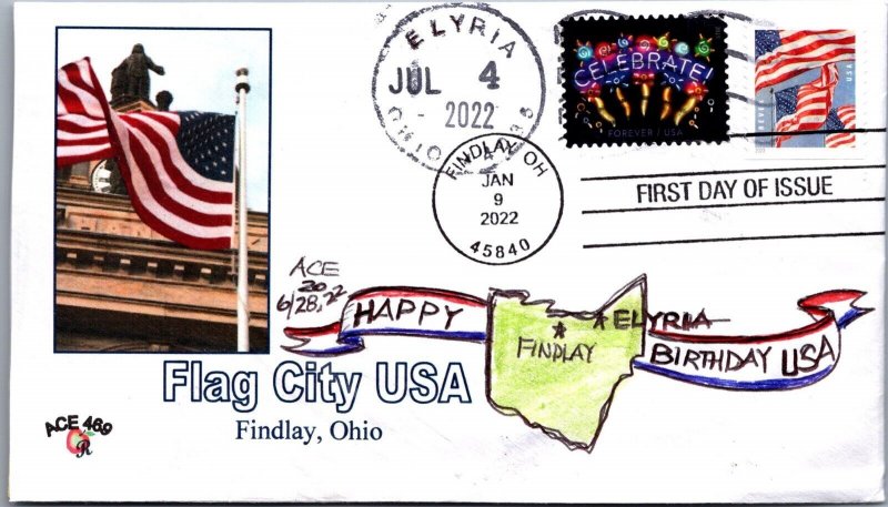 ACE FDC 2022 Flag City USA - Findlay, Oh - Pair - D43