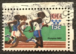 US #1791 Used Single W/selvage light crease Olympics Running SCV $.25