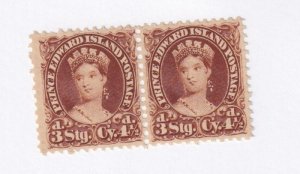 PRINCE EDWARD ISLAND # 10 VF-MNG Q/VICTORIA 4.5d PAIR BROWN VERY NICE