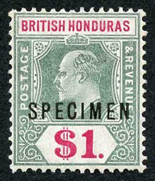 British Honduras SG91s KEVII One Dollar Opt SPECIMEN M/M