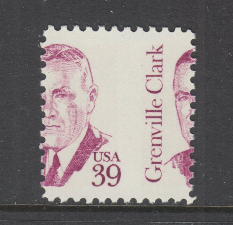 US Sc 1867 MNH. 1980-1985 39c Grenville Clark, Vertical MISPERF, VF