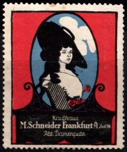 Vintage Germany Poster Stamp M. Schneider Department Store Ladies' Finery