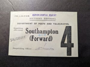 1929 Southern Rhodesia Airmail First Flight Cover FFC Salisbury to Southampton