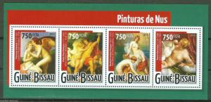 GUINEA BISSAU 2015 PAINTINGS OF NUDES  SHEET MINT NH