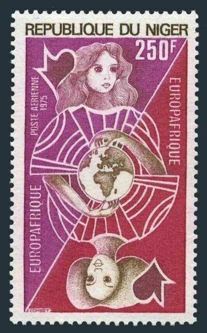 Niger C251,MNH.Michel 455. EUROPAFRICA-1975.European and African Women,Globe.