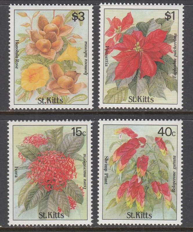 St Kitts 219-222 Flowers MNH VF