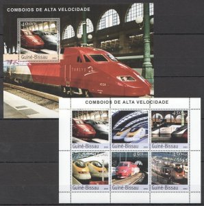 B0682 2003 Guinea-Bissau Transport Japanese High Speed Trains Bl+Kb Mnh