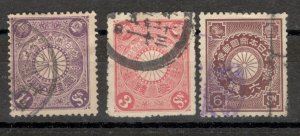 JAPAN - 3 USED STAMPS - LOOK POSTMARK'S - 1906/1907.