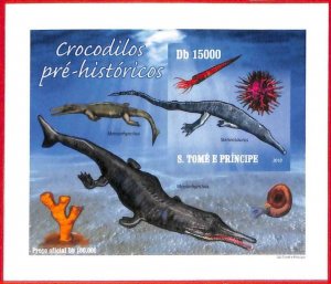 A4471 - SAO TOME & PRINCIPE- ERROR IMPERF Souvenir s: 2010 Prehistoric crocodile