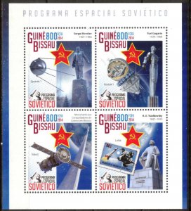 Guinea Bissau 2014 Space Satellites Monuments Stamps Dogs Sheet MNH