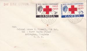 Gambia 1963 Red Cross Centenary First Day Cover Typed Address  VF