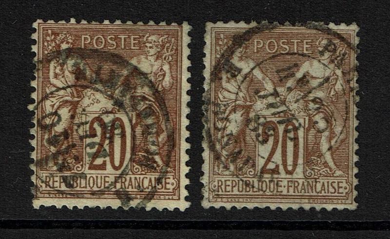 France SC# 70 - Used - x2 Town Cancels - Type I - Lot 081317