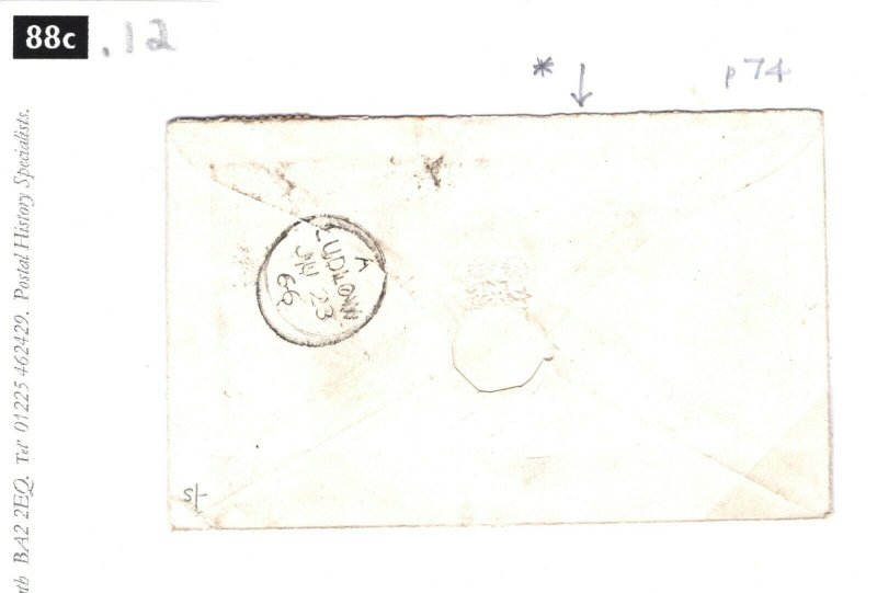 GB Cover London Numeral *DOT IN O* Unusual DUPLEX Variety 1d Red 1866 88c.12 