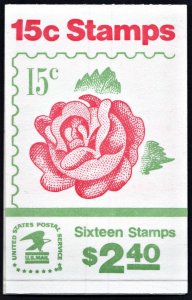 BK134 Booklet: 15¢ Medallion Roses: Unexploded (1978) MNH