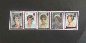 GB 1998. Diana Princess of Wales commemoration. Set of 5 used stamps .