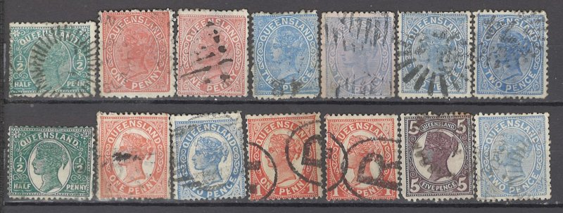 COLLECTION LOT OF #985 AUSTRALIAN STATES QUEENSLAND 14 STAMPS 1890+ CLEARANCE