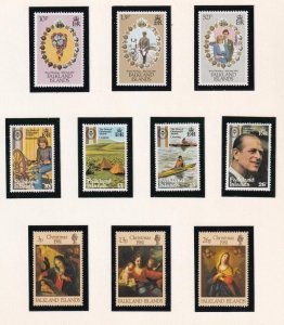 FALKLAND ISLANDS # 324-333 VF-MNH ROYAL WEDDING,XMAS,DUKE OF EDINBURGH AWARD