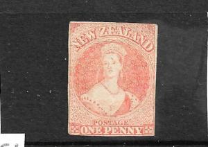 NEW ZEALAND 1858-61  1d  DULL ORANGE FFQ  IMPERF  MLH  CP A1d1  SG 8 CHALON