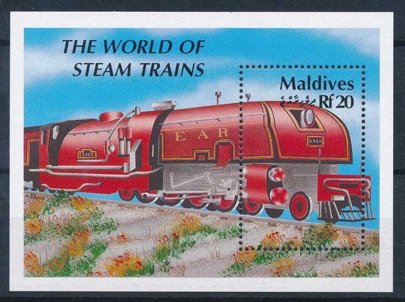 [62430] Maldives 1990 Railway Train Eisenbahn Chemin de Fer Souvenir Sheet MNH