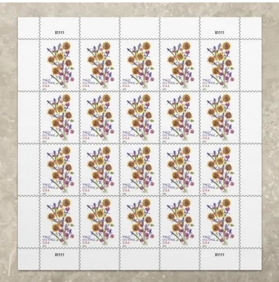 2022 Sunflower Bouquet  forever stamps  5 Sheet of 20 ,100 pcs