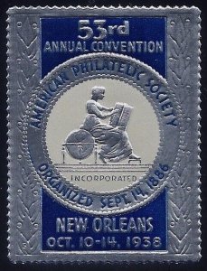 1938 - APS American Philatelic Society 53rd Convention Cinderella Poster Stamp 